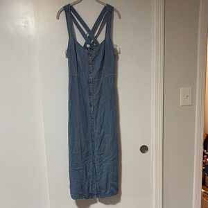 LOFT Light Blue Cross-Back Dress